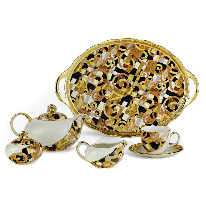 Чайный сервиз Sarri KLIMT из керамики золотого и белого цвета