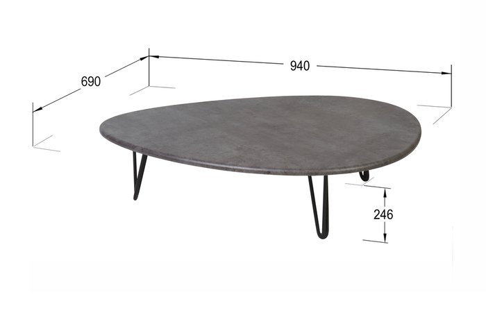 Стол журнальный  Дадли серый бетон - купить Журнальные столики по цене 5385.0