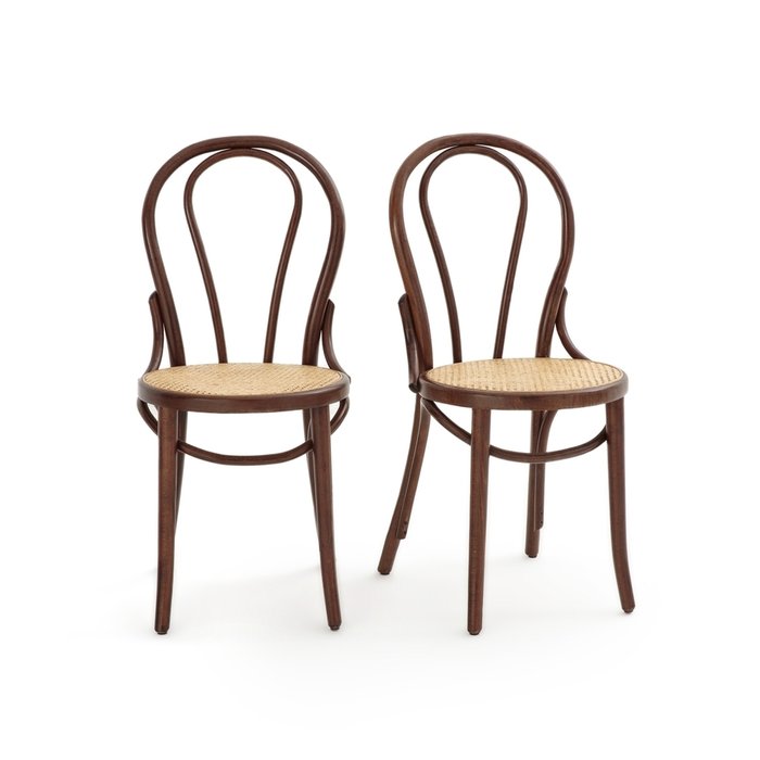 Комплект из двух стульев с плетеным сиденьем Bistro коричневого цвета