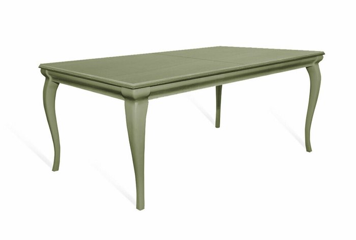 Раскладной обеденный стол Алекса зеленого цвета с белой патиной