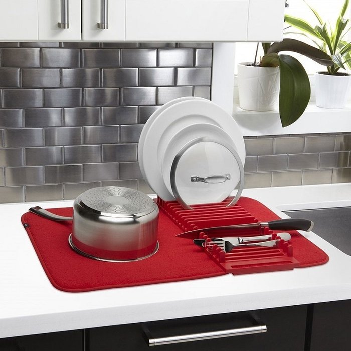 Коврик для сушки посуды Udry красного цвета - купить Аксессуары для кухни по цене 1800.0
