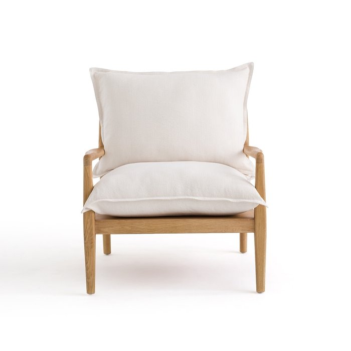 Кресло с хлопковойльняной тканью Dilma белого цвета - купить Интерьерные кресла по цене 57057.0