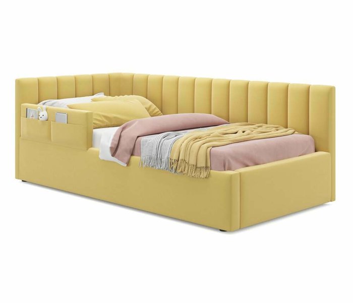 Кровать Milena 90х200 желтого цвета с подъемным механизмом