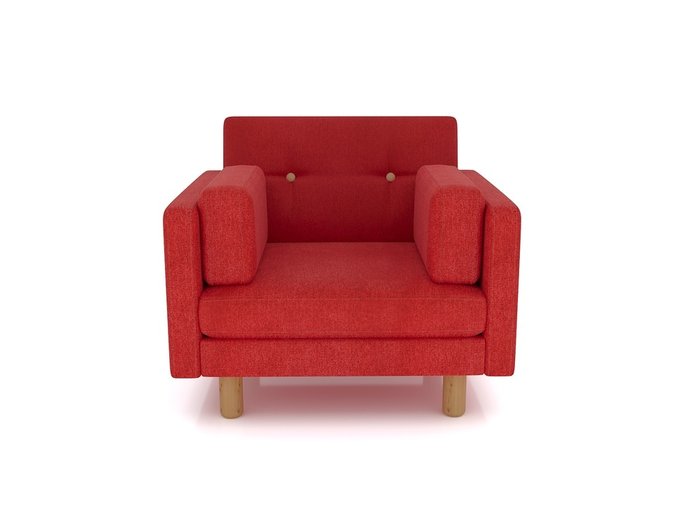 Кресло Ингвар М с ножками из массива береза и обивкой из красного велюра - купить Интерьерные кресла по цене 20990.0
