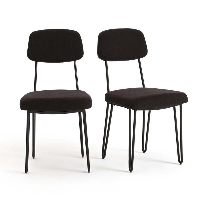 Комплект из двух стульев в винтажном стиле из металла Daffo черного цвета