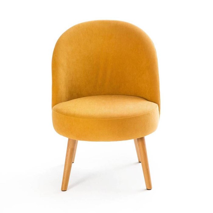 Кресло велюровое в рубчик Lenou желтого цвета - купить Интерьерные кресла по цене 19809.0