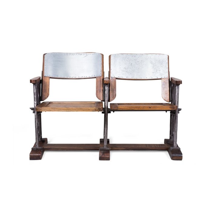Стул Barish двухместный из массива дерева и металла - лучшие Обеденные стулья в INMYROOM