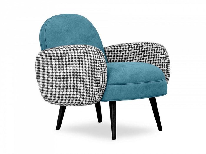 Кресло Bordo голубого цвета с черными ножками  - лучшие Интерьерные кресла в INMYROOM