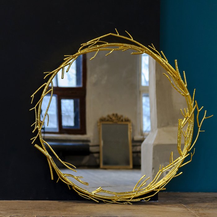 Настенное зеркало Сантино в раме золотого цвета  - купить Настенные зеркала по цене 54000.0