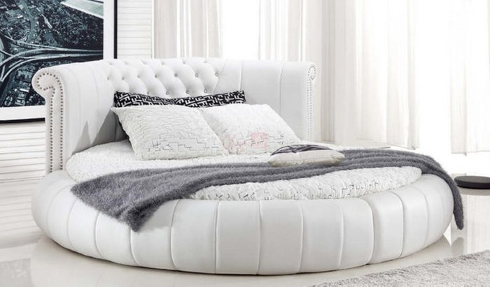 Кровать "Letto Rotondo GM 10" с обивкой из экокожи или велюра 220 см Кровать "Letto Rotondo GM 10" с обивкой из экокожи или велюра 220 см