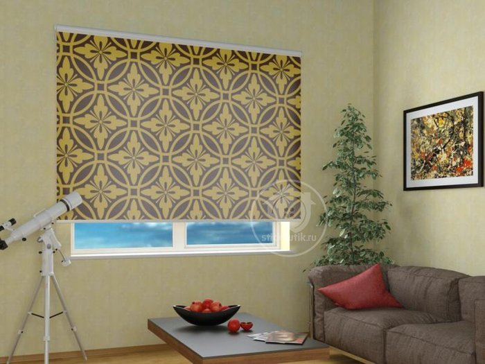 Рулонные шторы в гостиную: Круговой орнамент - купить Шторы по цене 2499.0