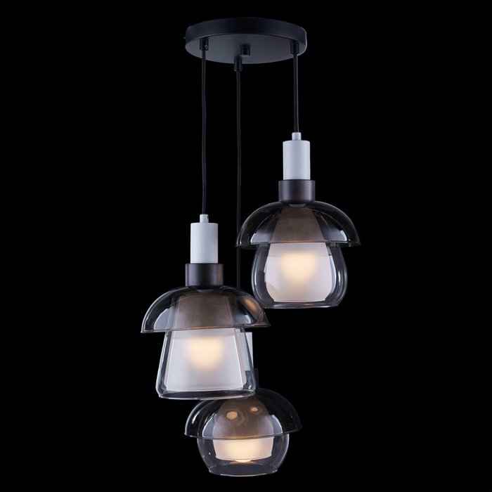 Подвесной светильник Panama trio wenge c плафонами разных форм - купить Подвесные люстры по цене 22500.0