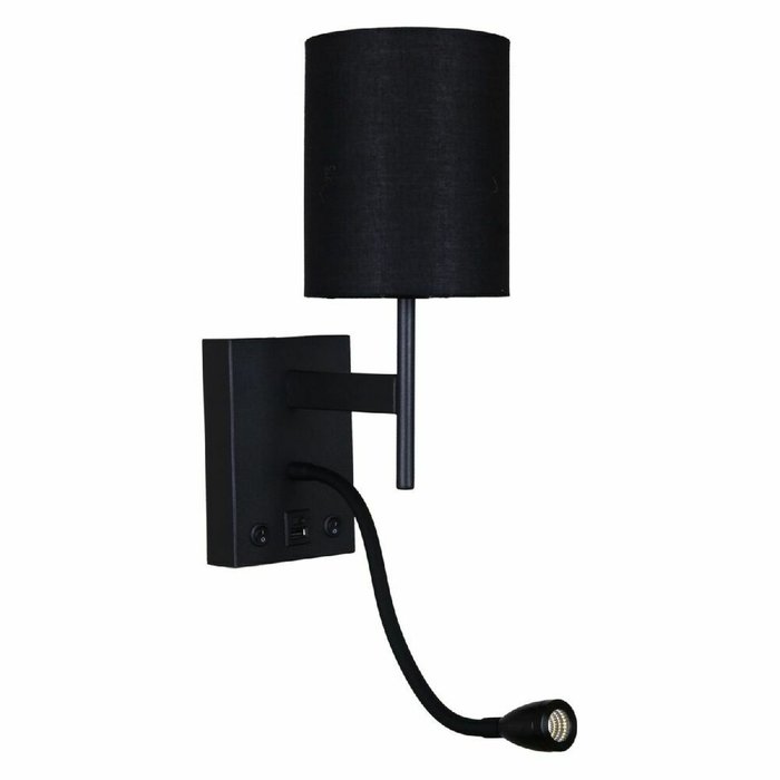 Бра 86210-9.2-001KT LED3W+E14 BK (ткань, цвет черный) Бра 86210-9.2-001KT LED3W+E14 BK (ткань, цвет черный)