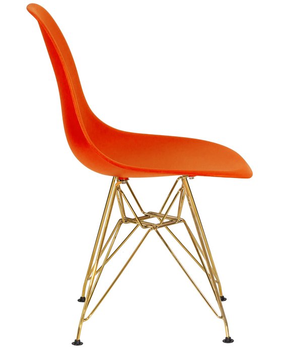 Стул обеденный оранжевого цвета с золотыми металлическими ножками - лучшие Обеденные стулья в INMYROOM