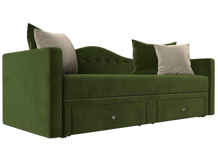 Прямой диван-кровать Дориан зеленого цвета