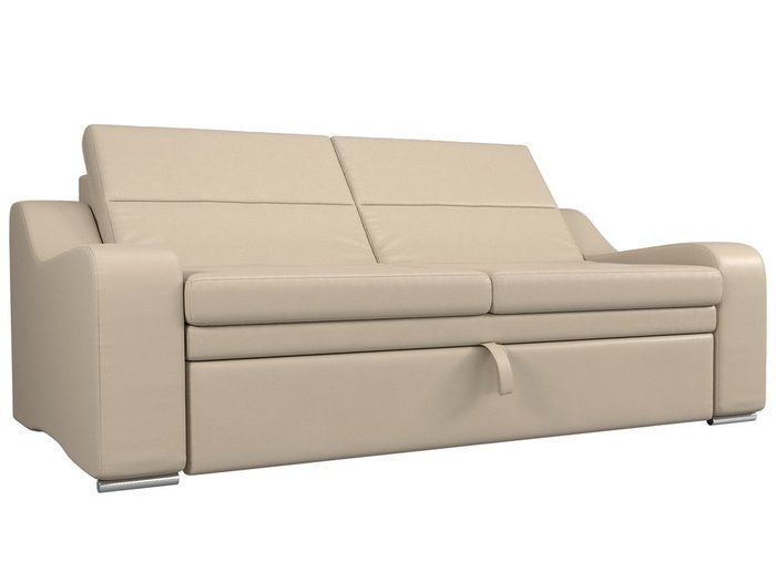 Прямой диван-кровать Медиус бежевого цвета (экокожа)