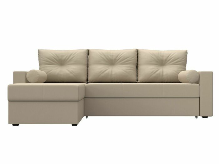 Угловой диван-кровать Верона бежевого цвета (экокожа) левый угол - купить Угловые диваны по цене 44999.0