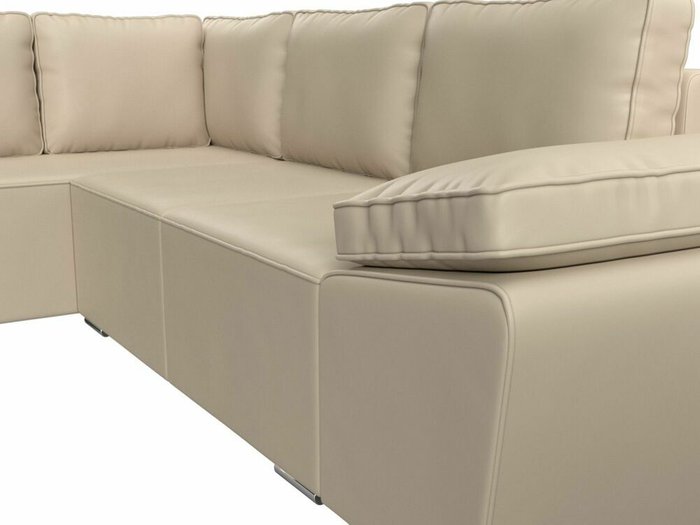 Угловой диван-кровать Хьюго бежевого цвета (экокожа) левый угол - лучшие Угловые диваны в INMYROOM