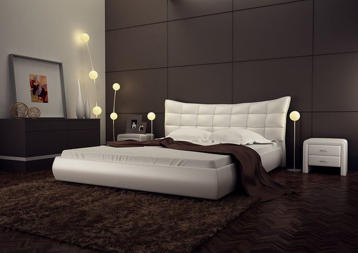 Кровать "Letto GM 06" с обивкой из экокожи или велюра 160х200 см Кровать "Letto GM 06" с обивкой из экокожи или велюра 160х200 см