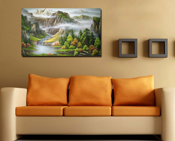 Дизайнерская картина на холсте "Горный пруд" - купить Принты по цене 3190.0