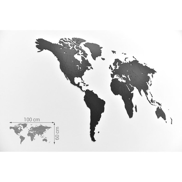 Пазл «карта мира» черная 100х60 см - лучшие Декор стен в INMYROOM