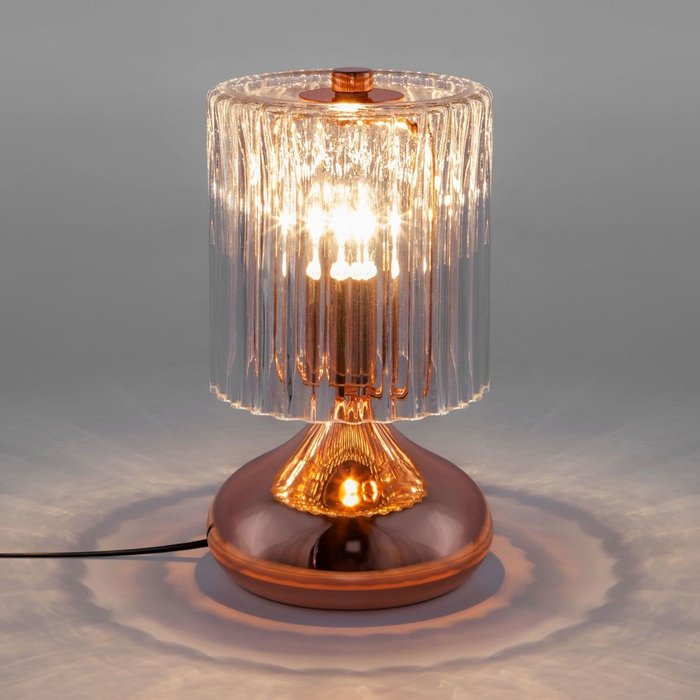 Настольная лампа со стеклянным абажуром 01068/1 розовое золото Bulbo - купить Настольные лампы по цене 5543.0