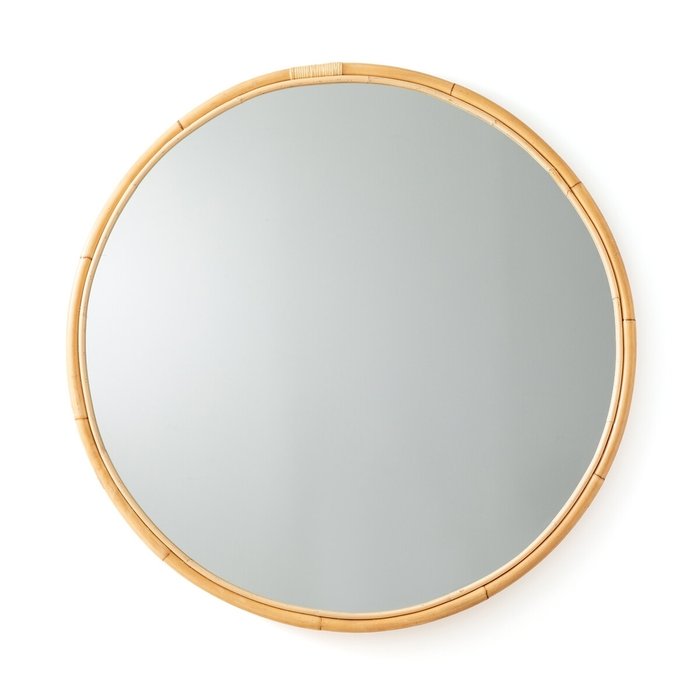Настенное зеркало Nogu D120 в раме из ротанга бежевого цвета - купить Настенные зеркала по цене 19934.0