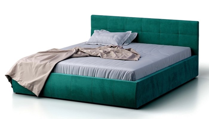 Кровать Венера-1 160х200 зеленого цвета с подъемным механизмом (велюр)