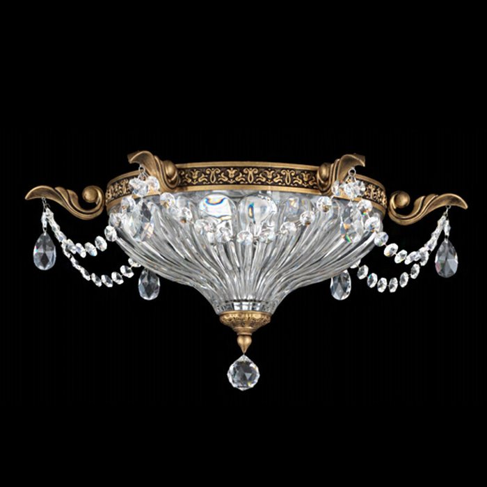 Потолочный светильник Schonbek Milano с подвесками из хрусталя на арматуре цвета римского серебра  - купить Потолочные люстры по цене 236390.0
