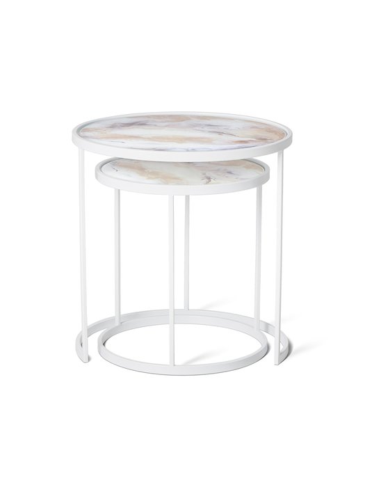 Набор из двух кофейных столиков KraiZ бело-бежевого цвета - купить Кофейные столики по цене 11900.0
