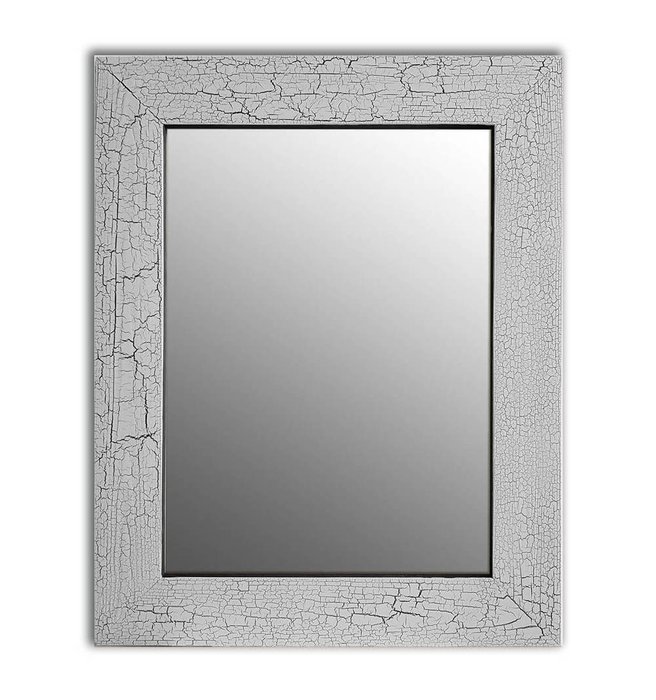 Настенное зеркало Кракелюр в раме из массива сосны серого цвета 80х65