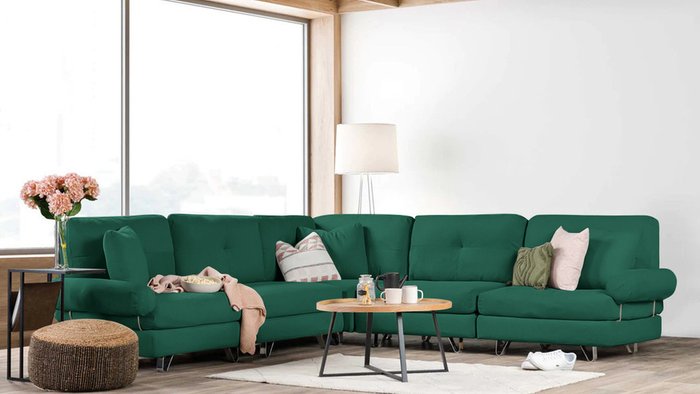 Угловой диван Багамы зеленого цвета - купить Угловые диваны по цене 169500.0