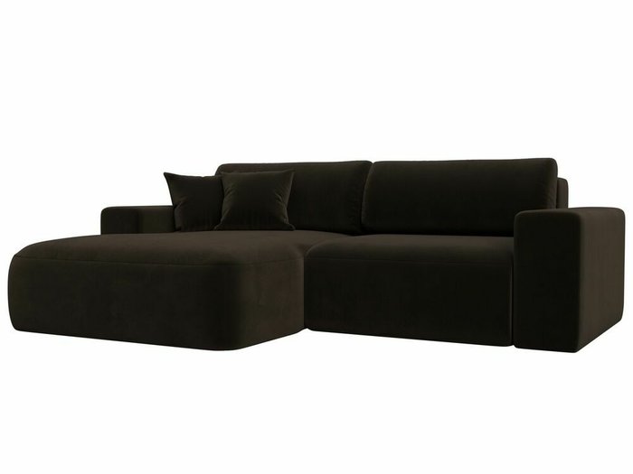 Угловой диван-кровать Лига 036 Классик темно-коричневого цвета левый угол