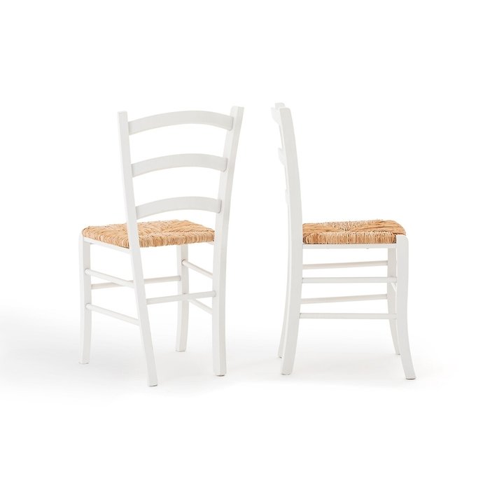Комплект из двух стульев с плетеным сидением Perrine белого цвета - купить Обеденные стулья по цене 13845.0