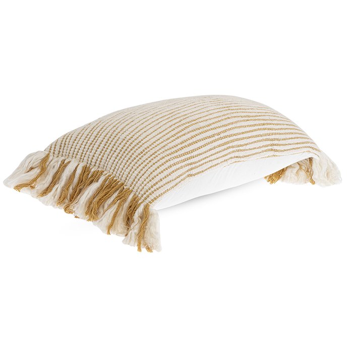 Чехол на подушку Ethnic 35х60 бело-горчичного цвета  - лучшие Чехлы для подушек в INMYROOM
