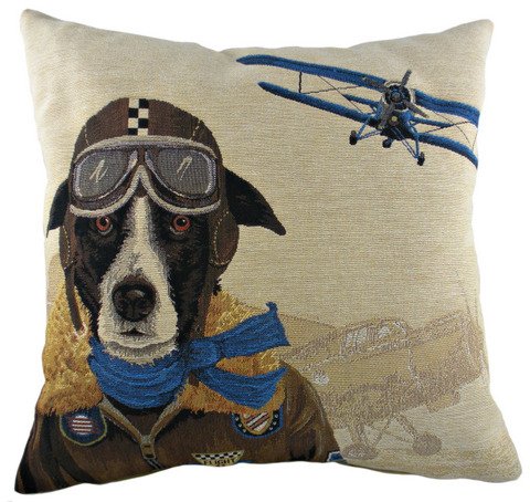 Подушка с принтом Doggie Fighters Blue - купить Декоративные подушки по цене 5400 Подушка с принтом Doggie Fighters Blue - купить Декоративные подушки по цене 5400