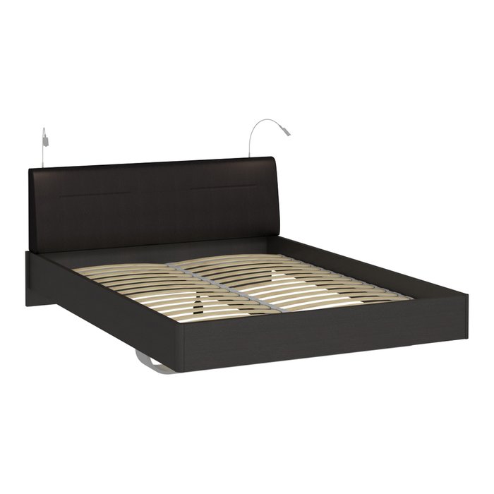 Кровать Элеонора 140х200 черного цвета с двумя светильниками - лучшие Кровати для спальни в INMYROOM