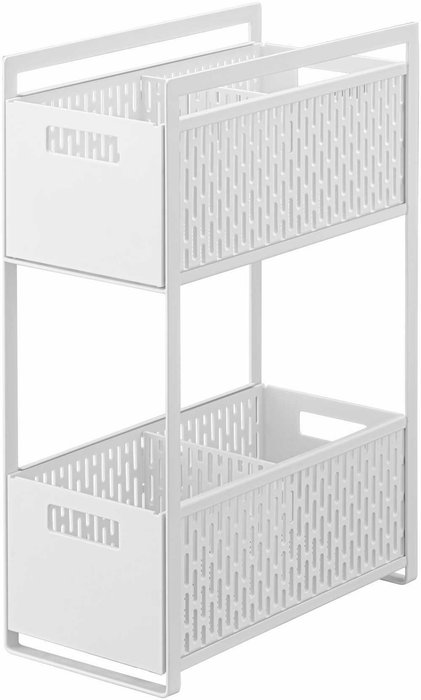 Подставка с корзинами для хранения двухуровневая Tower белого цвета Подставка с корзинами для хранения двухуровневая Tower белого цвета