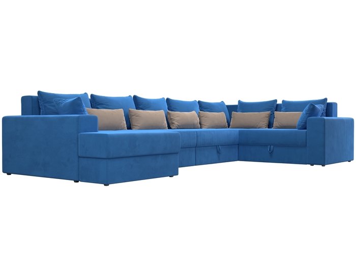 Угловой диван-кровать Мэдисон бежево-голубого цвета правый угол - лучшие Угловые диваны в INMYROOM