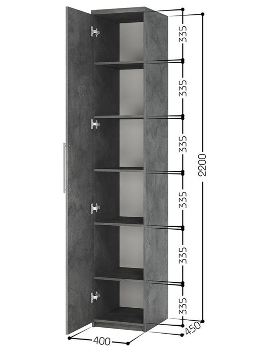Шкаф с полками Мелодия МП-11 40х45х220 серый Ароза Реликтовая - лучшие Шкафы распашные в INMYROOM Шкаф с полками Мелодия МП-11 40х45х220 серый Ароза Реликтовая - лучшие Шкафы распашные в INMYROOM