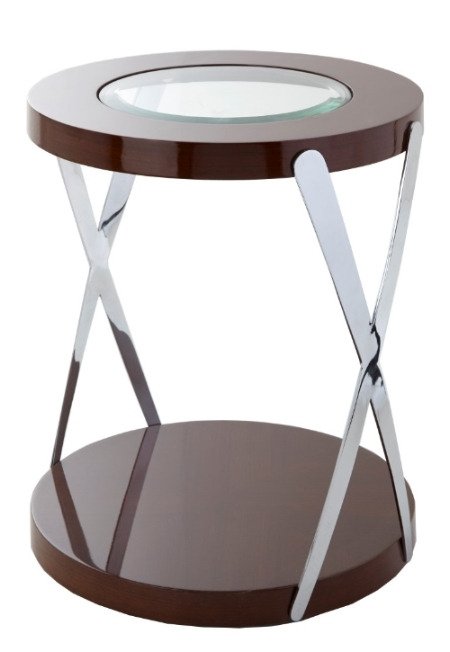 Приставной столик Matera Accent из нержавеющей стали и деревянной столешницей