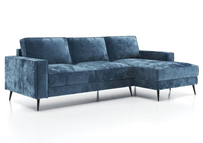 Угловой диван-кровать Мэдисон с оттоманкой синего цвета
