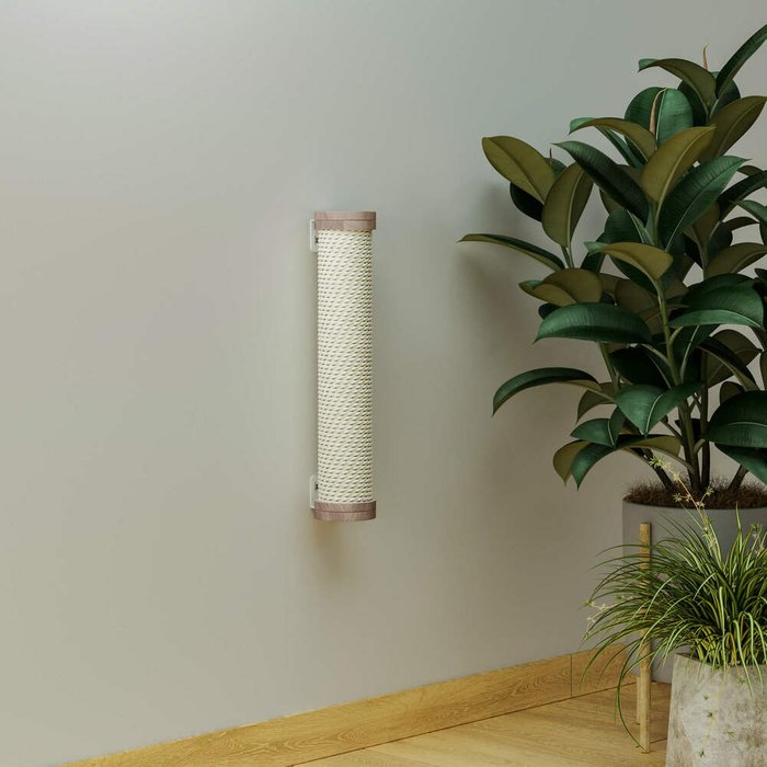 Настенная когтеточка-столбик Roll бело-коричневого цвета - лучшие Мебель для домашних питомцев в INMYROOM