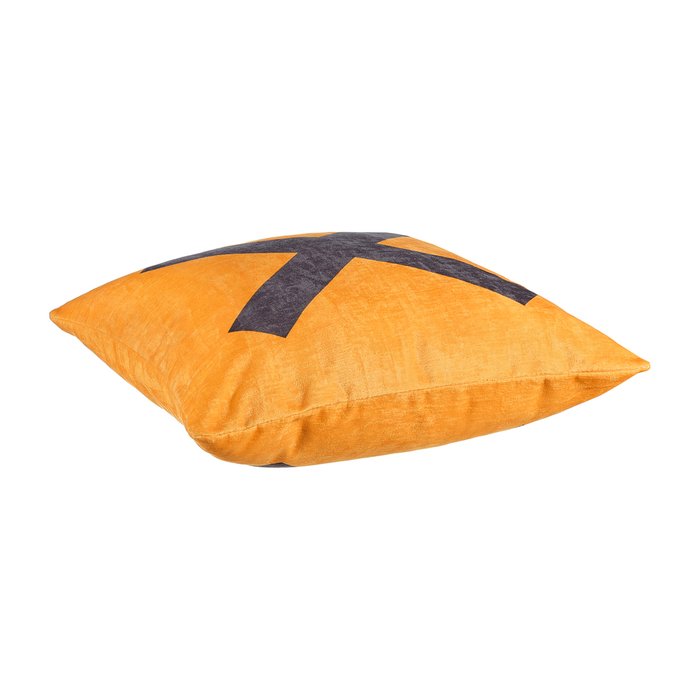 Декоративная подушка Don`t cross 40х40 оранжевого цвета на молнии - лучшие Декоративные подушки в INMYROOM