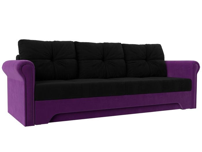 Прямой диван-кровать Европа черно-фиолетового цвета