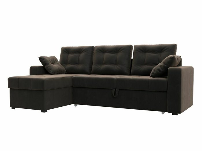 Угловой диван-кровать Камелот коричневого цвета левый угол