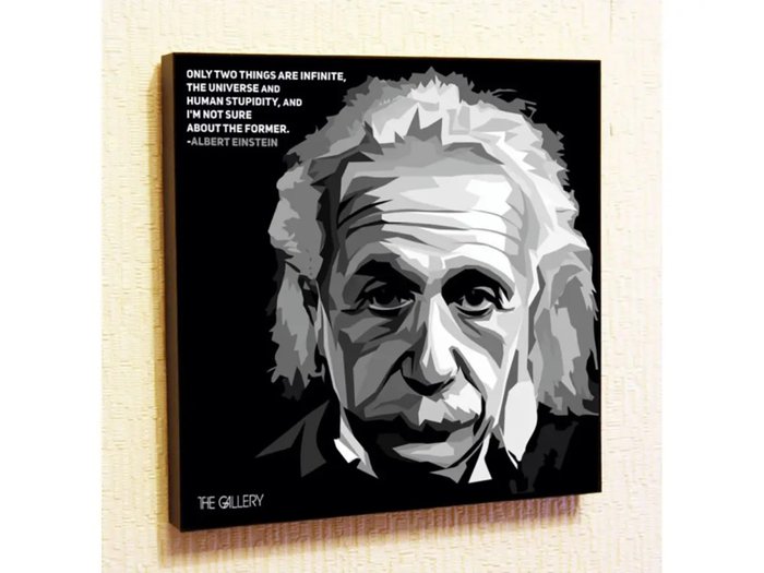 Постер Эйнштейн 25х25 на деревянном основании