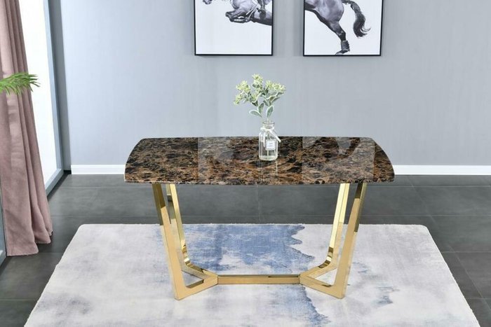 Стол обеденный Ланс S со столешницей цвета коричневый мрамор - лучшие Обеденные столы в INMYROOM