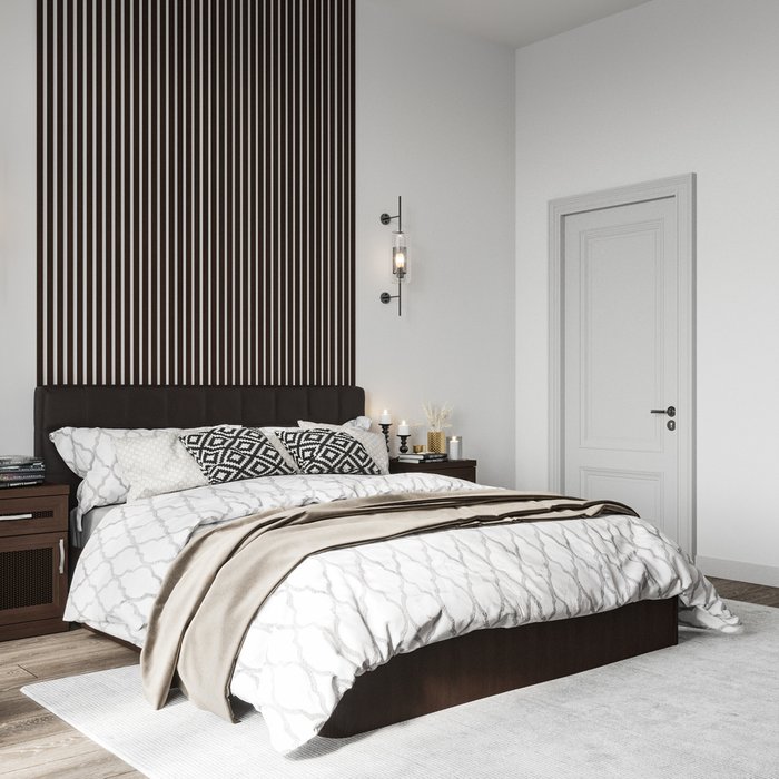 Кровать Магна 160х200 с темно-коричневым изголовьем и подъемным механизмом  - лучшие Кровати для спальни в INMYROOM