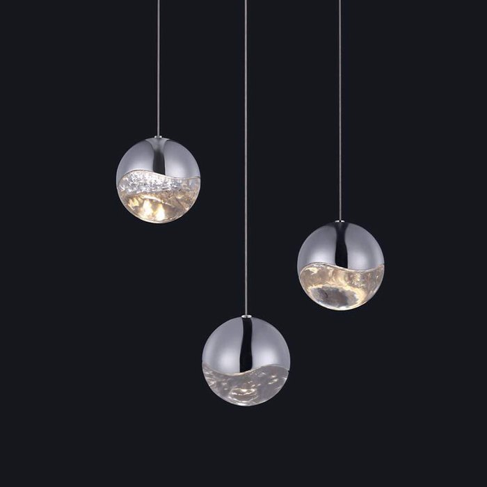 Подвесной светильник из металла и прозрачного стекла - купить Подвесные люстры по цене 21260.0